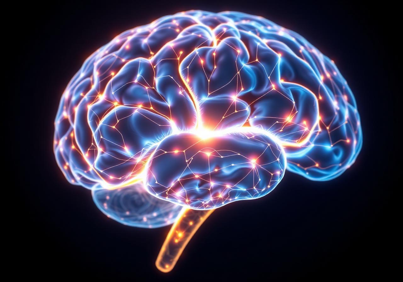 Illustration of an active human brain